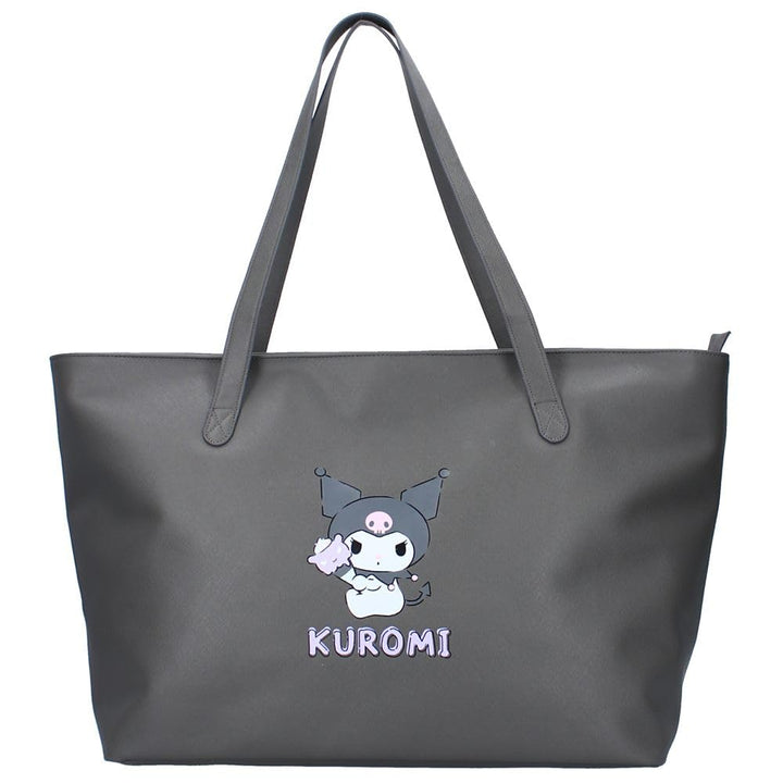 Grosse Damen Shopping-Tasche | grau | Kunstleder | Kuromi