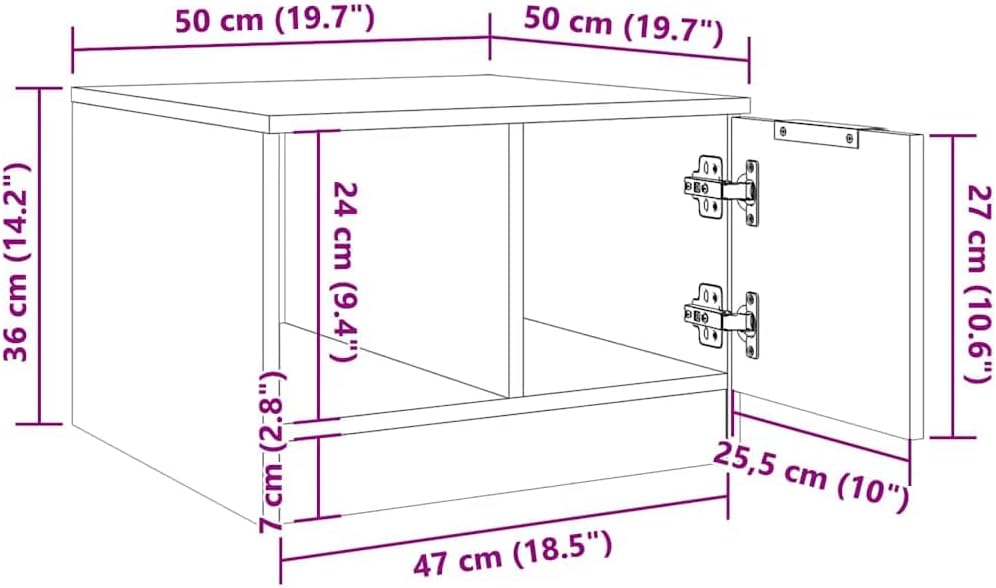 vidaXL Couchtisch Altholz-Optik 50x50x36 cm Holzwerkstoff, Beistelltisch, Wohnzimmertisch, Mitteltis