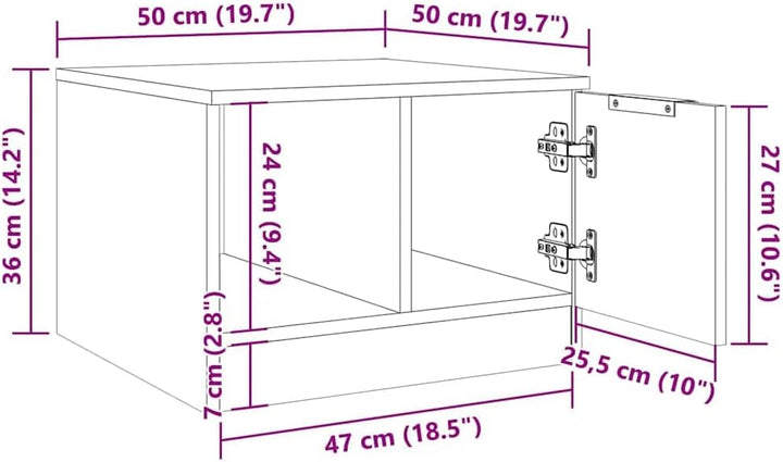 vidaXL Couchtisch Altholz-Optik 50x50x36 cm Holzwerkstoff, Beistelltisch, Wohnzimmertisch, Mitteltis