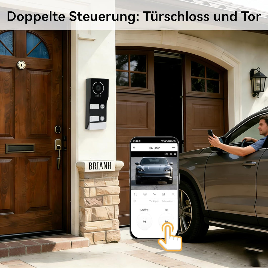 Video Türsprechanlage 2-Draht für 2 Familienhaus, 2X 7 Zoll Monitor &amp; App - Smarte Video Türklingel