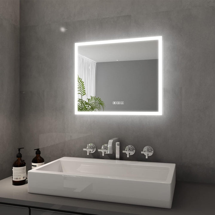 ELEGANT LED Bad Speigel mit Bluetooth Lautsprecher 60 x 50 cm Kaltweiss/Neutralweiss/Warmweiss Touch