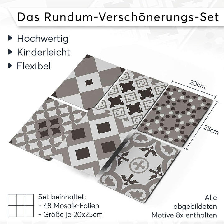 CREATISTO Mosaik-Fliesen Fliesensticker Fliesenfolie - Klebefolie Aufkleber für Fliesen I Klebeflies