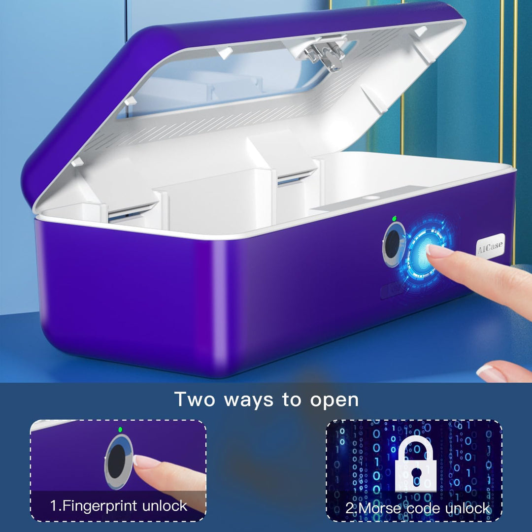 AICase AICase Aufbewahrungsbox für biometrische Fingerabdrücke, tragbar, für Bargeld, Schmuck, Siche