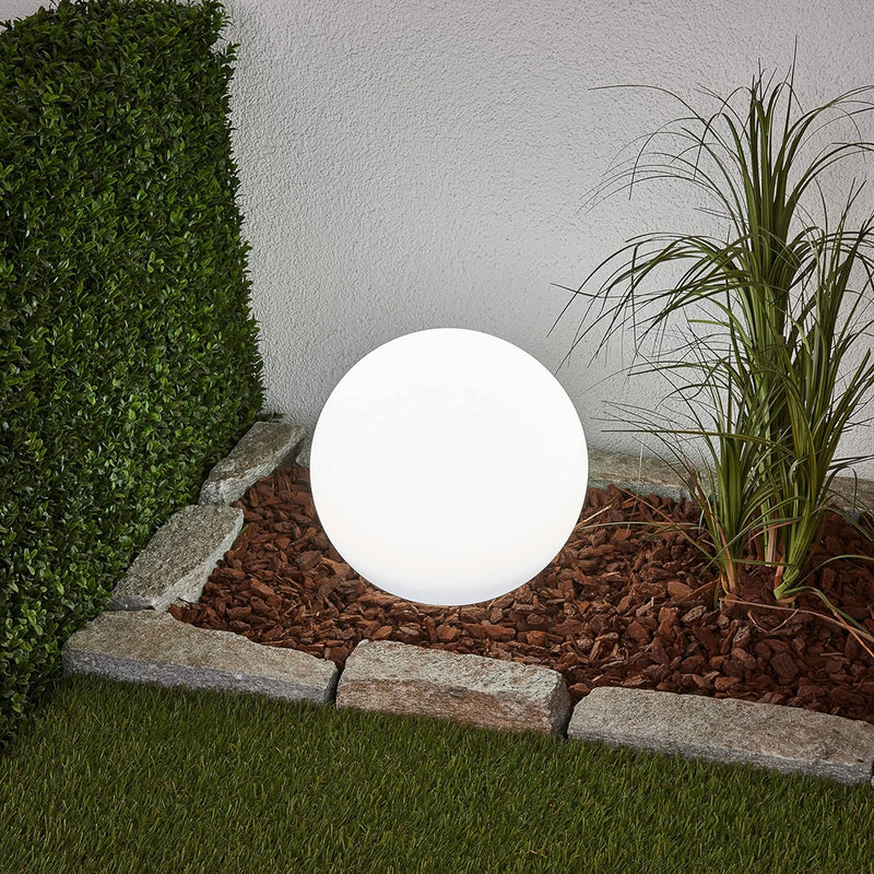 Lindby LED Solarkugel aussen 30cm, mit Erdspiess, Solarlampe LED Leuchtmittel Solarleuchte Garten, G