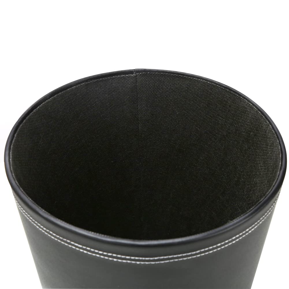 KINGFOM™ Klassisch Leder Papierkorb für Büro/Badezimmer/küche/Schlafzimmer (Schwarz), Schwarz