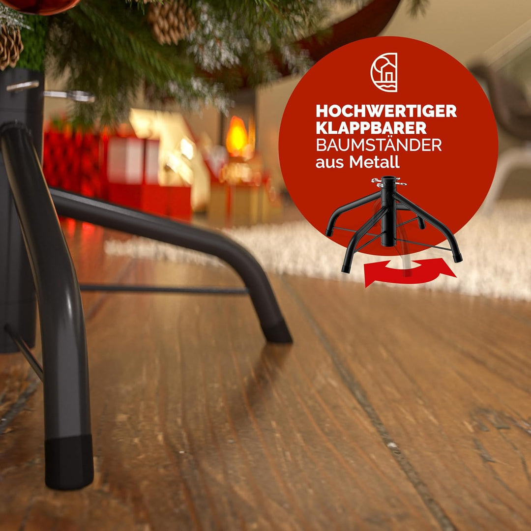 CASARIA® Weihnachtsbaum künstlich 150cm dichte Spitzen schneller Aufbau mit Tannenzapfen Metallständ