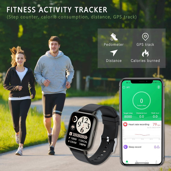 SUPBRO Smartwatch 1.69 Zoll HD Voll Touchscreen Fitness Tracker Uhr, IP68 Wasserdicht Fitnessuhr mit