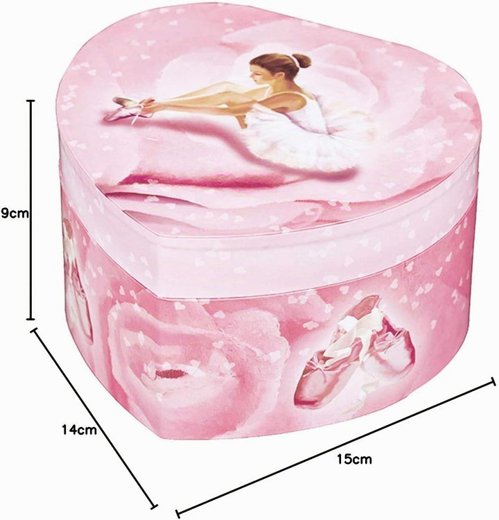 Trousselier 6230974 Musikspieluhr in Herz-Form, Ballerina, nachtleuchtend, Spieldose für Kinder