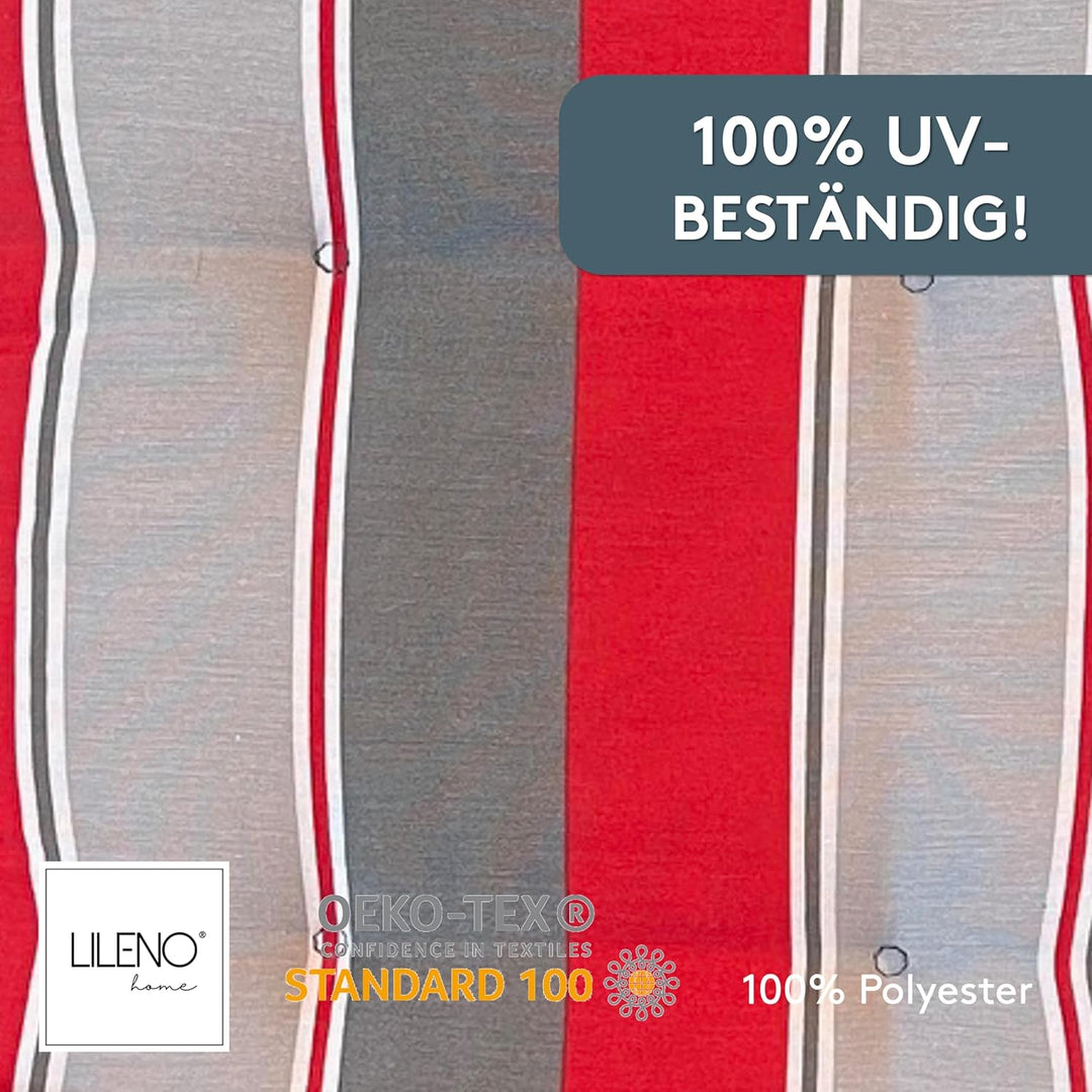 LILENO HOME Gartenstuhl Auflagen als [1er Set - Hochlehner] in Streifen Rot Grau Neu - Bequeme Liege