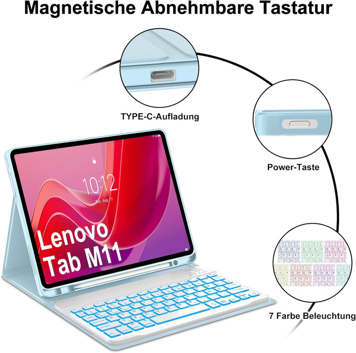 WINCHKING Hülle Mit Tastatur Für Lenovo Tab M11 2024, Hülle Tastatur Für Lenovo Tab M11 Tb330 11 Zol