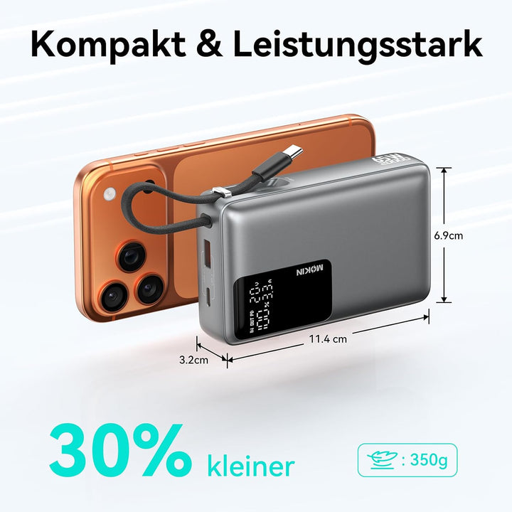 Power Bank, 65W 20000mAh Powerbank Schnellladefunktion USB C PD3.0 & QC4.0 Tragbarer Externer HandyA
