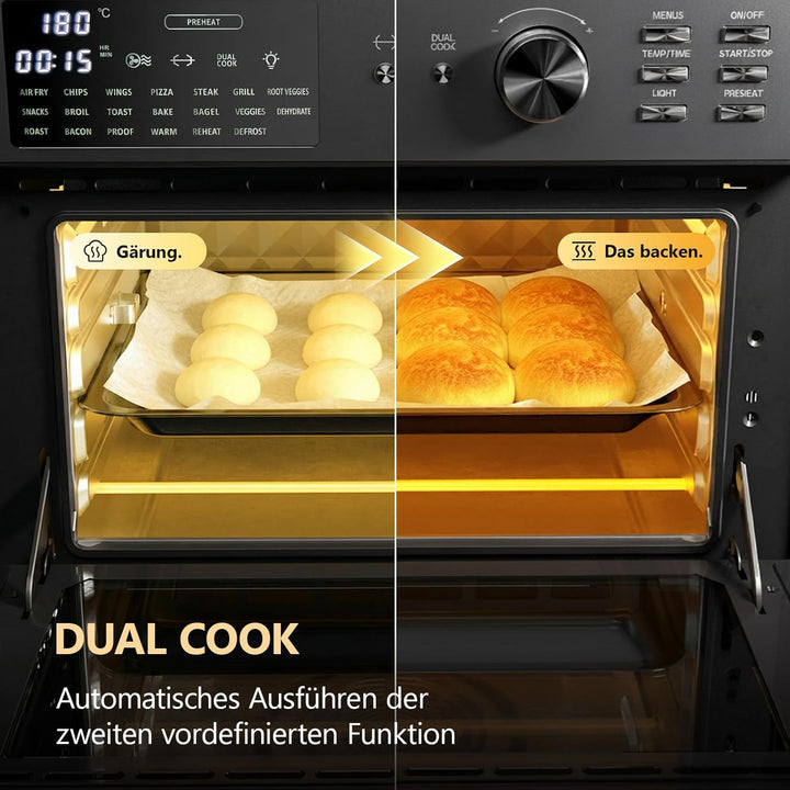 OIMIS Heissluftfritteuse Backofen 30L Mit 21 Programme, Grau Heissluftbackofen xxl mit luftfritteuse