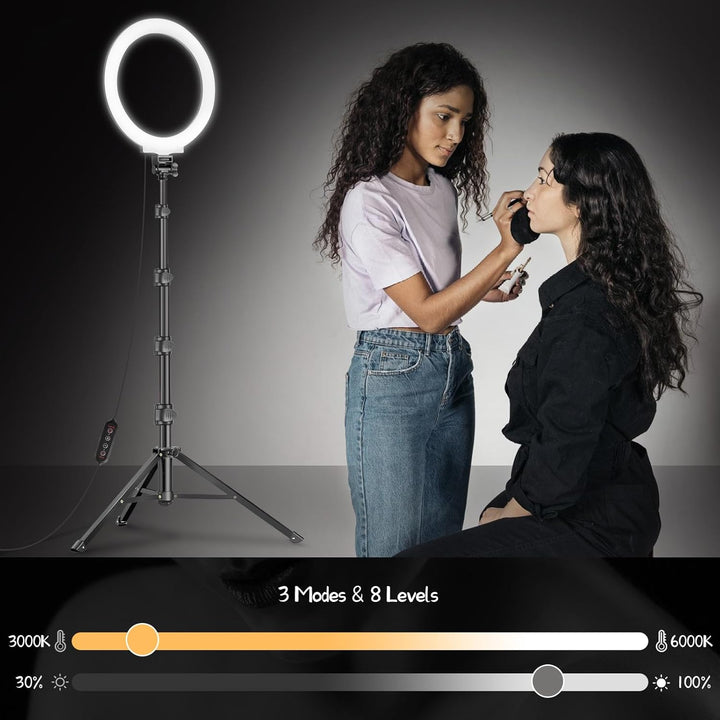 MICCYE Ringlicht mit Stativ 10 Zoll RGB Ring Light Gesamthöhe 180cm Ringleuchte Selfie Ringlicht Han