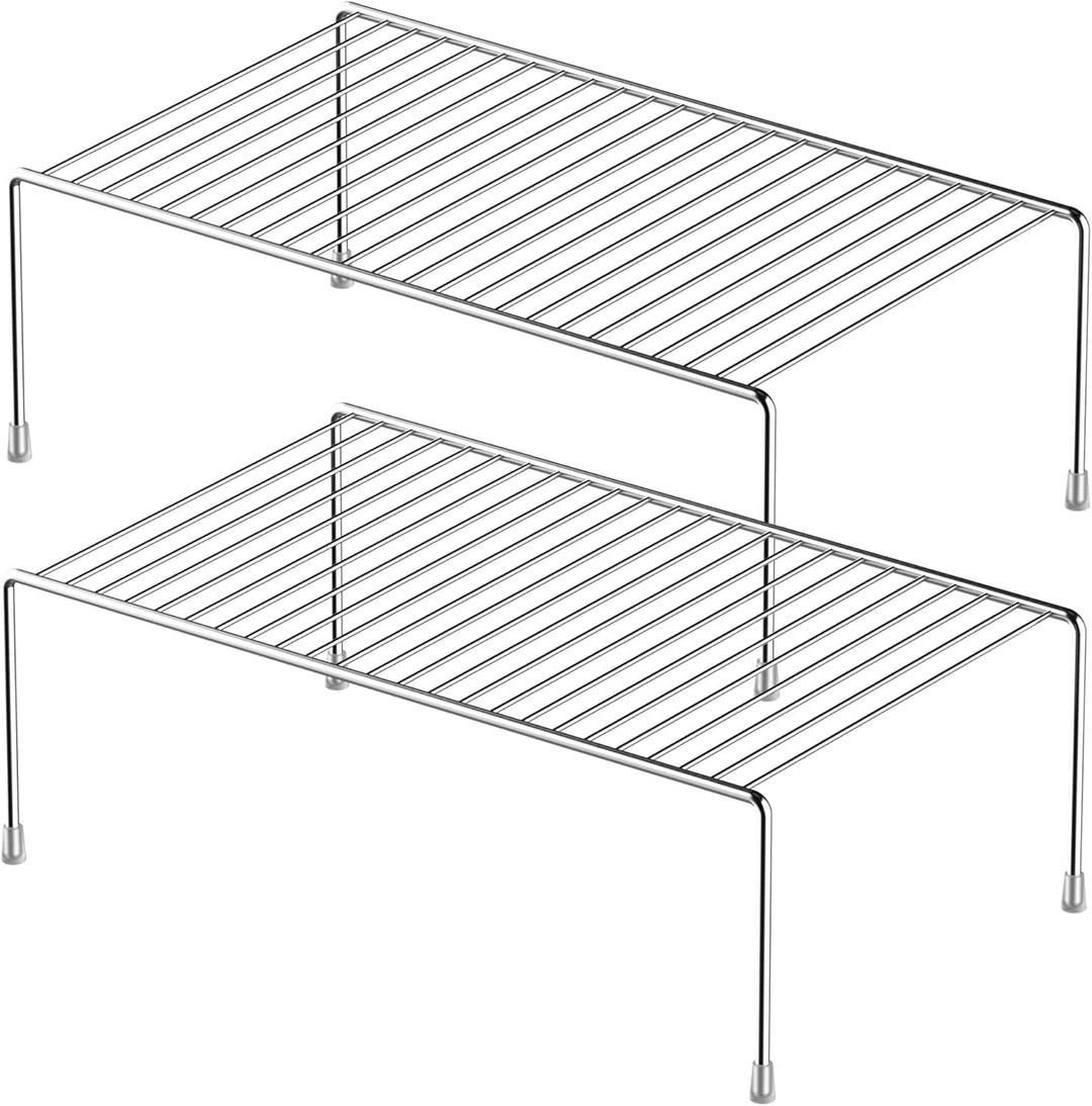 IPEGTOP Küche-Schrank-Organisator, Set von 2 grossen (40 x 24 cm) rostfreien Edelstahl-Gitternregale