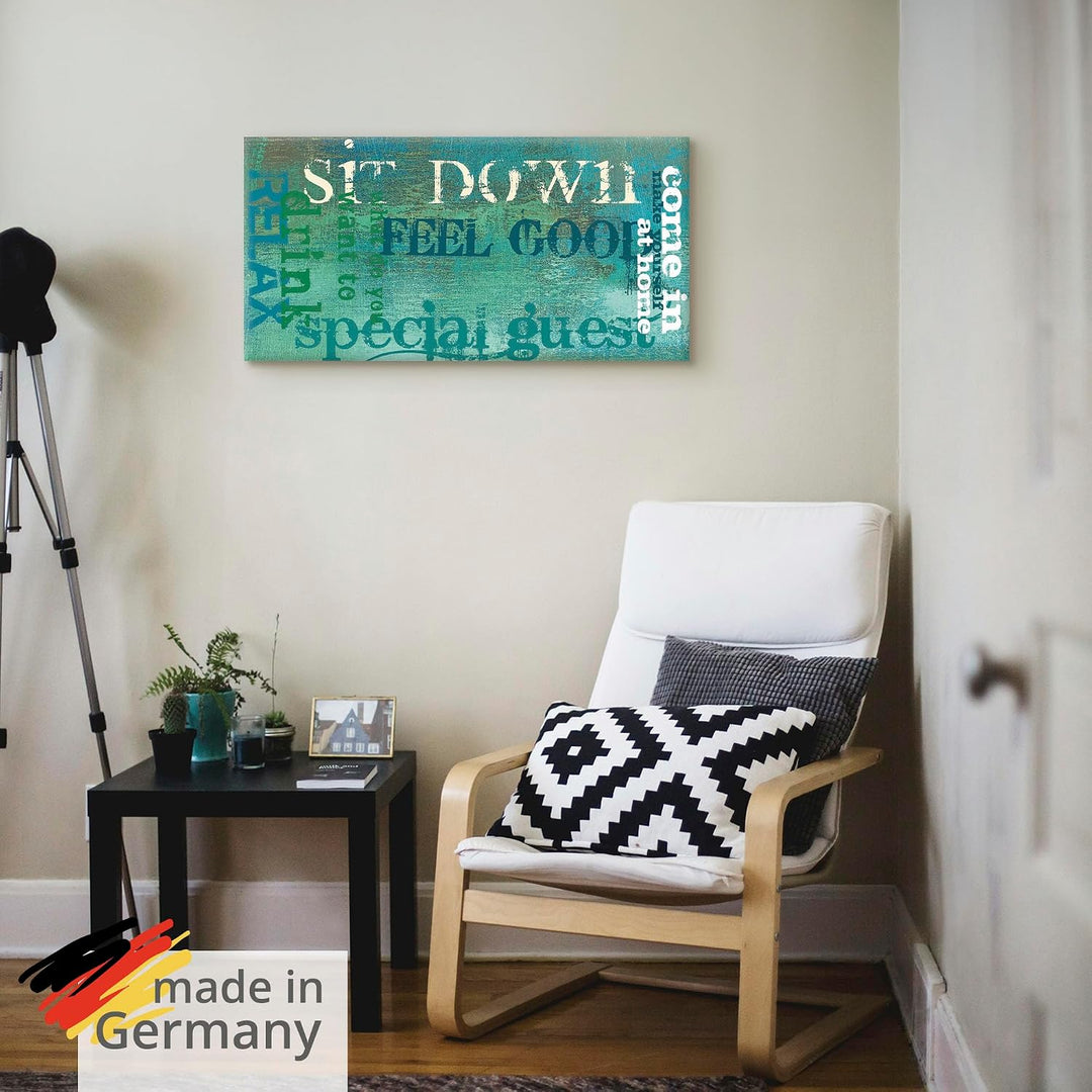 ARTland Leinwandbilder Wandbild Bild auf Leinwand 60x30 cm Bilder mit Sprüchen Abstrakt Kunst Shabby