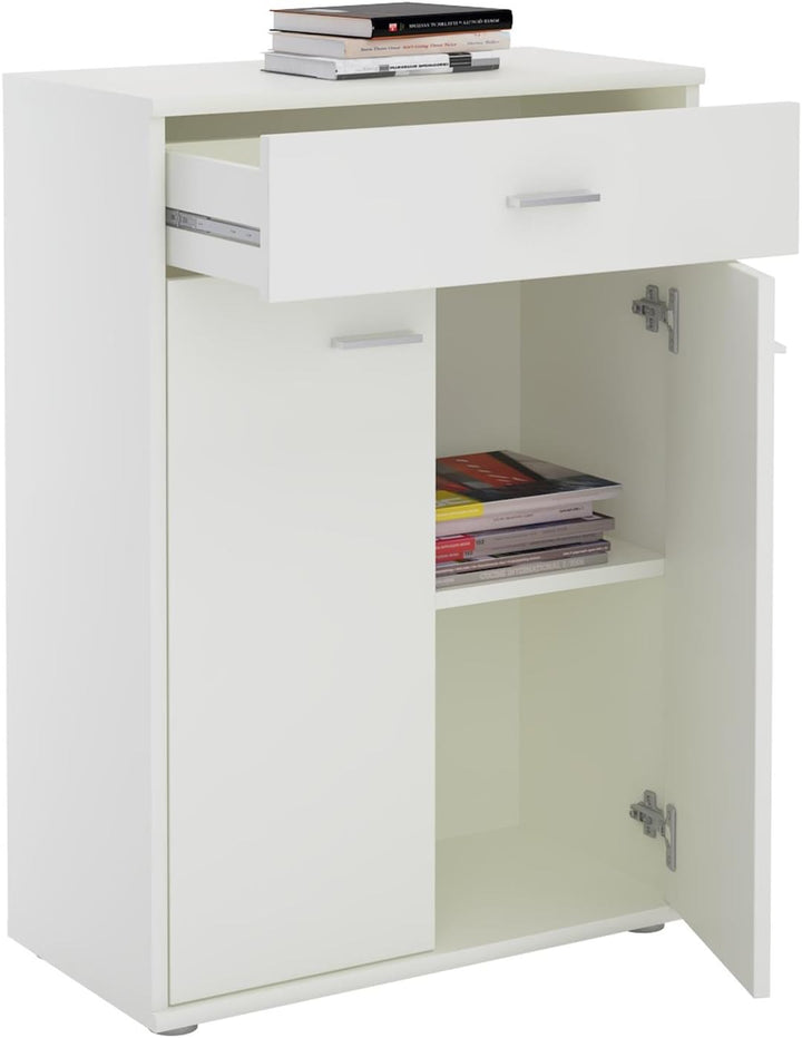 CARO-Möbel Kommode Sideboard Schrank Tommy in weiss, Anrichte Highboard mit Schublade und 2 Türen, W