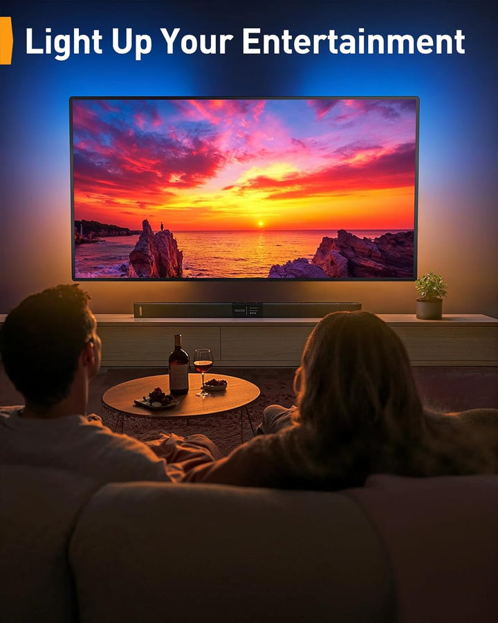 Perlegear TV Wandhalterung für 26-65 Zoll TVs bis 45 kg, LED-Hintergrundbeleuchtung mit Musik-Synchr