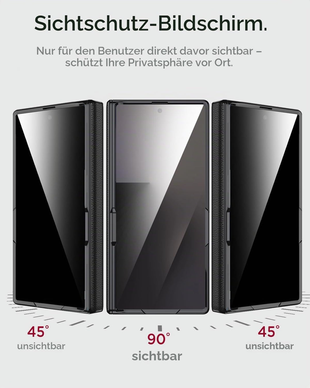 Miimall Privacy Case Kompatibel mit Samsung Galaxy Z Fold 7 Hülle Anti-SPY Displayschutz+Scharniersc