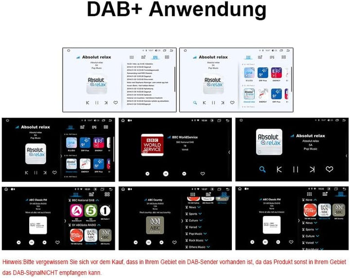 Erisin DAB Plus Radio Adapter Digital Radio Tuner Box mit MCX Antenne Verstärker DAB Antenne für And