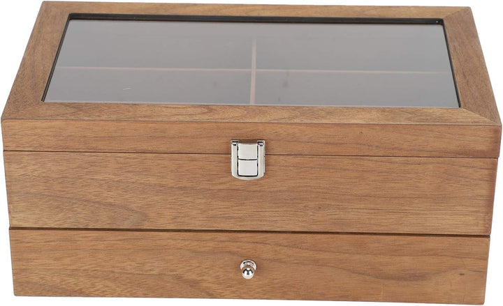 Doppelschichtige hölzerne Aufbewahrungsbox für Brillen, 12-Schlitz-Brillenbox Holz-Doppelschicht-Vit