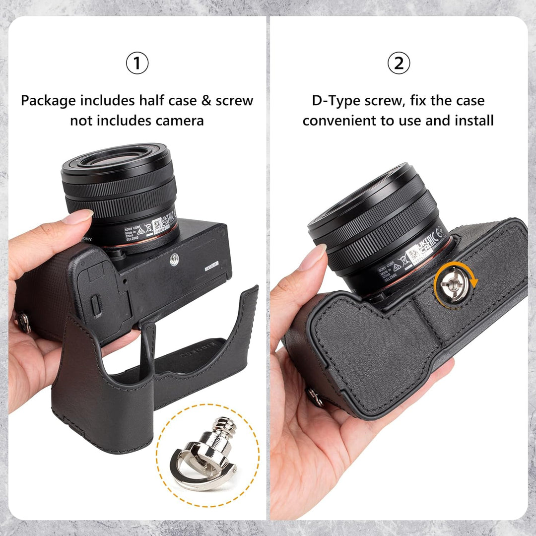 MUZIRI KINOKOO Alpha 7C II Hülle, Retro Stil Echtleder Tasche für Sony A7C II/Alpha 7C Mark II Kamer