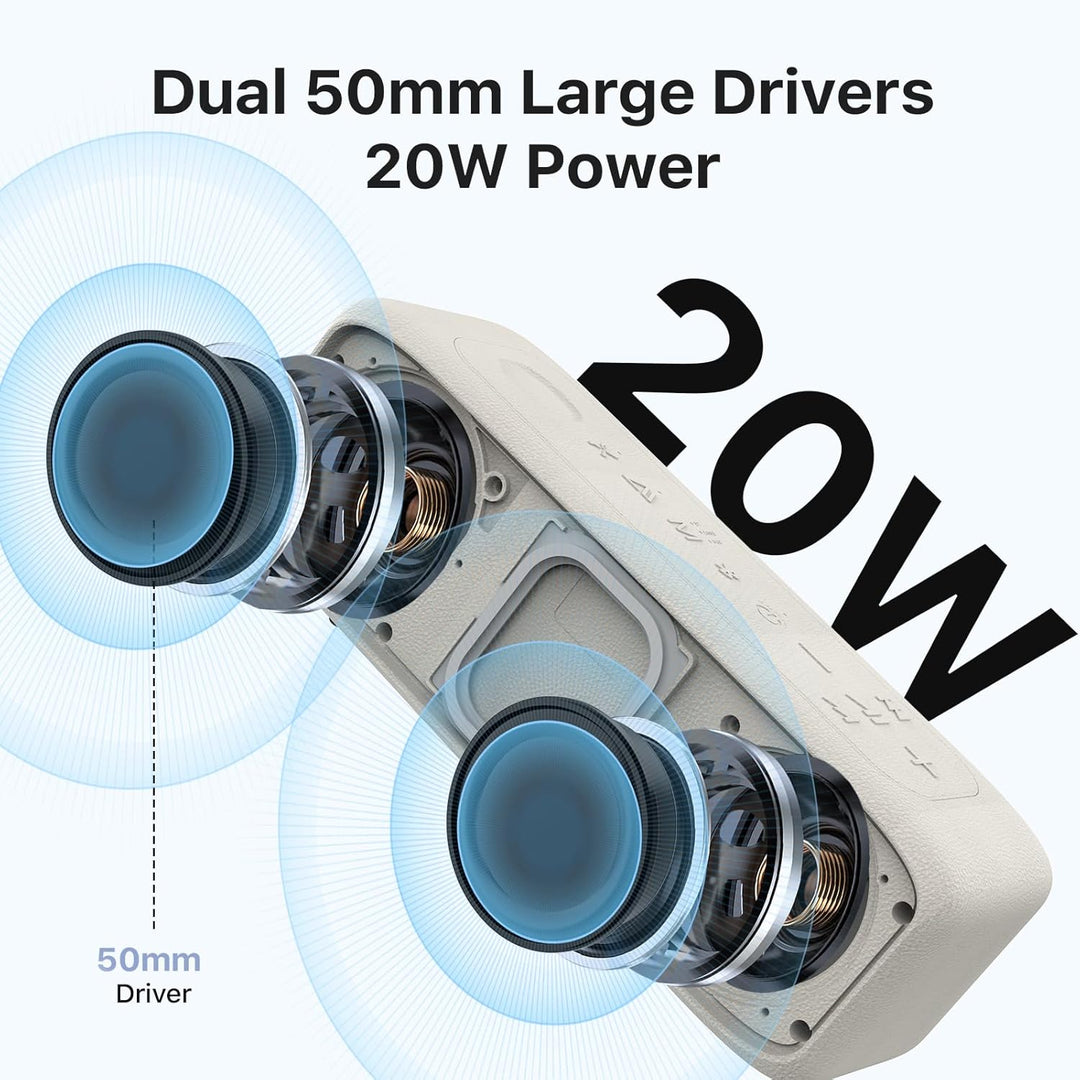 JUOVI kabelloser Tragbarer Bluetooth Lautsprecher, IP68 Wasserdicht, 24 Stunden Spielzeit, Bluetooth