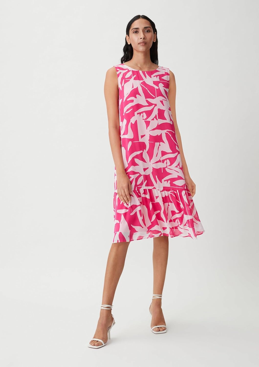 Comma Damen Kleid 32 44c8 Pink|weiss, 32 44c8 Pink|weiß