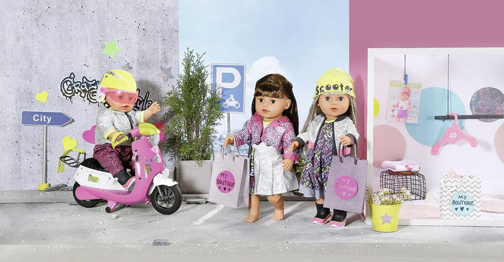 BABY born City Deluxe Scooter Combo, Puppenoutfit mit Einteiler, Jacke und Stiefeln, 830215 Zapf Cre