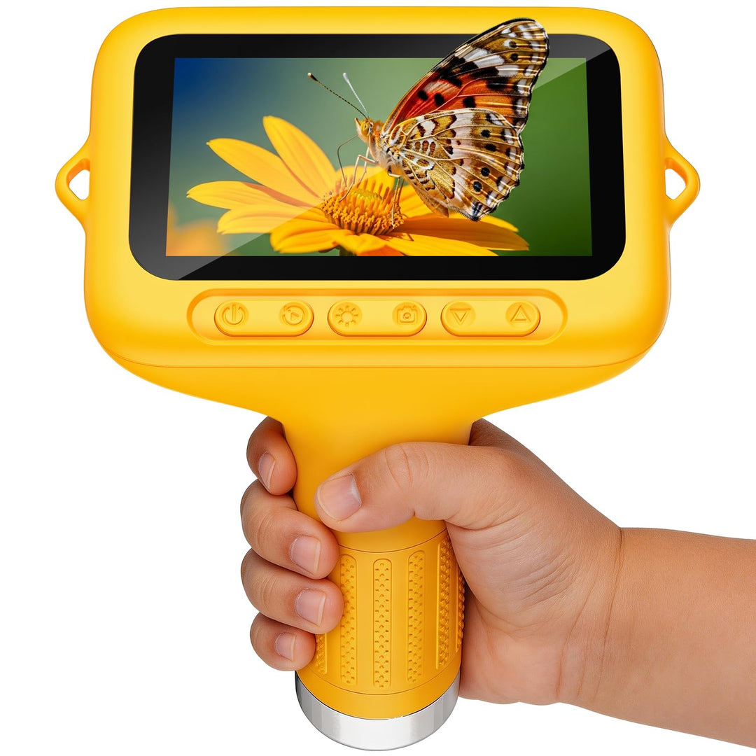 Mikroskop für Kinder, 1080P HD 3.0" IPS Bildschirm Taschenmikroskop, mit 8 LED Licht, 1000X Vergröss