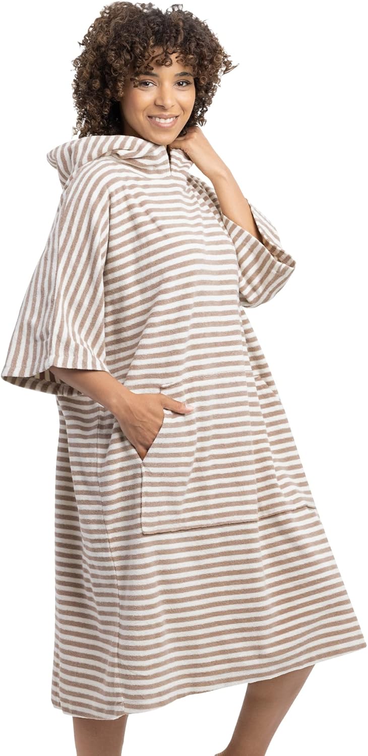 HOMELEVEL Badeponcho Unisex - Surf Poncho aus 100% Baumwolle - Tuch für Erwachsene - Bademantel für