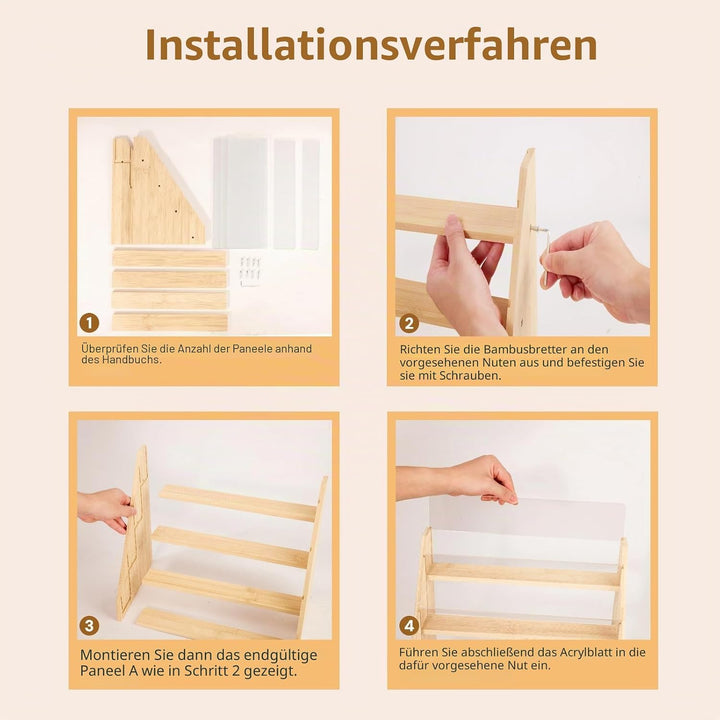 Grusskarten-Präsentationsständer, 4-stöckig, aus Holz, Mehrzweck-Broschürenhalter, tragbarer Präsent