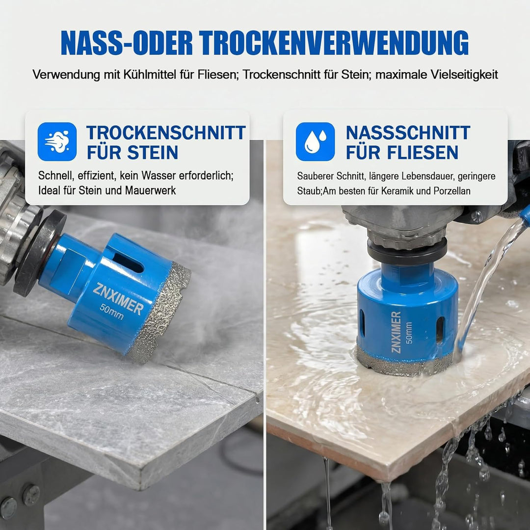 Diamant Fliesenbohrer 18mm - 2 Stück M14 Trockenbohrkrone Vakuumgelöteter Lochsäge für Fliesen Porze