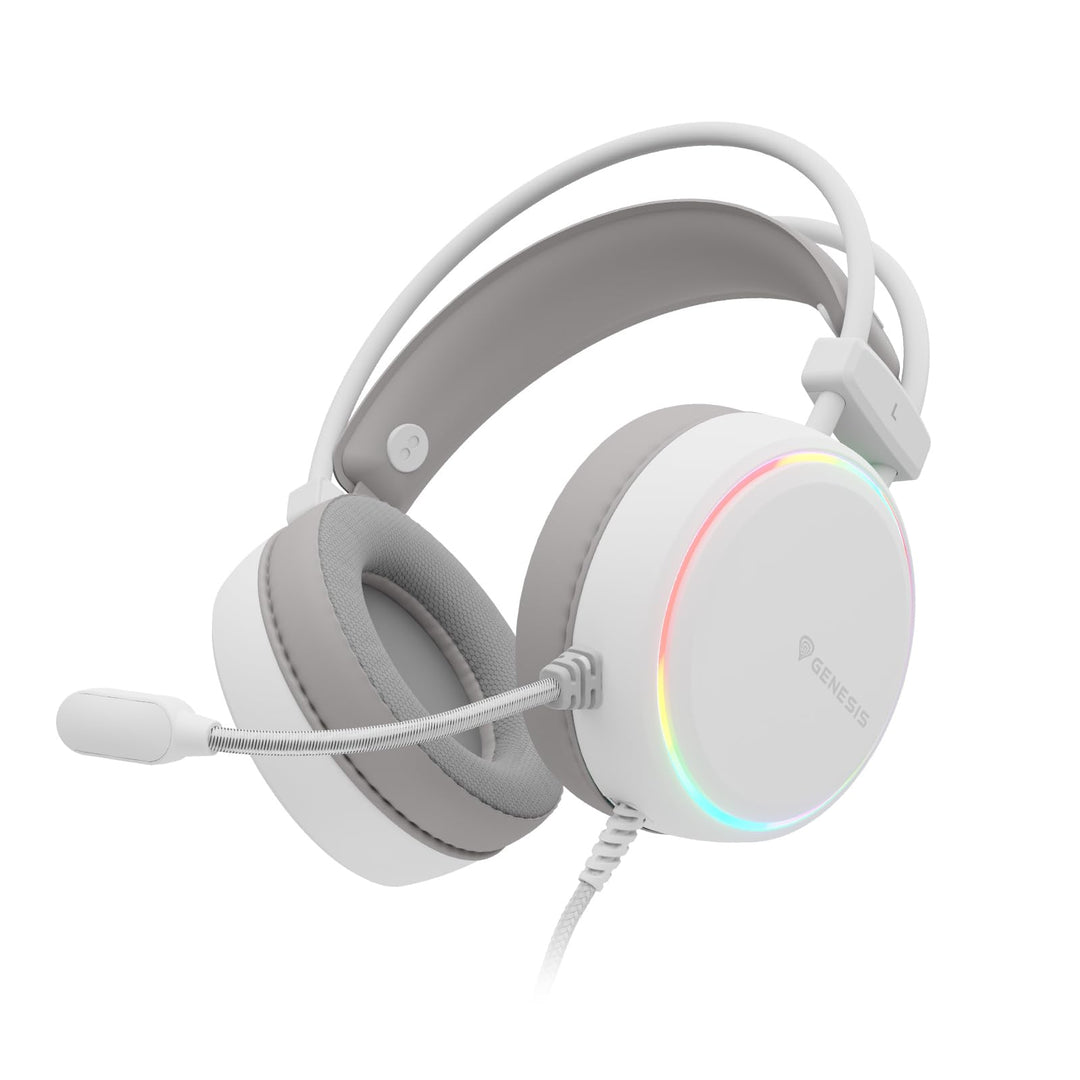 Genesis Neon 613 G2 Gaming Headset mit Mikrofon Weiss, kabelgebundenes Over-Ear PC Headset, Gaming K
