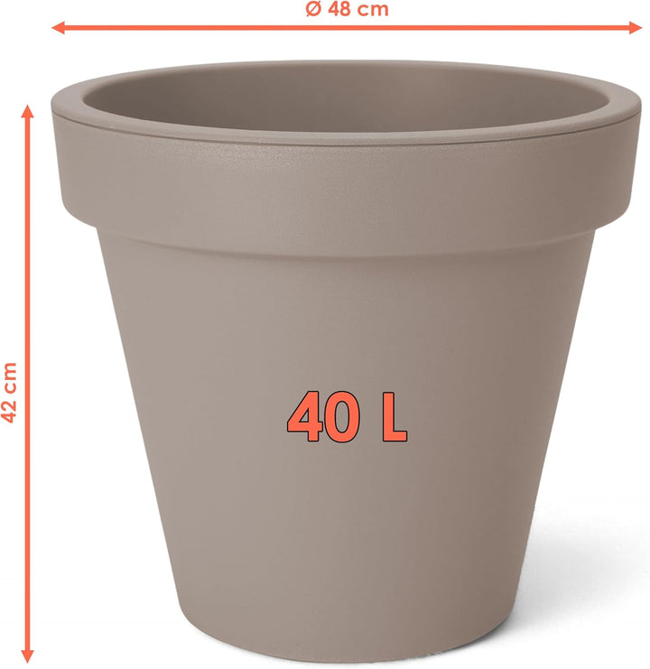 Spetebo Kunststoff Pflanzkübel L rund Ø 48 cm - beige - Blumenkübel gross für Aussen und Innen - Gar