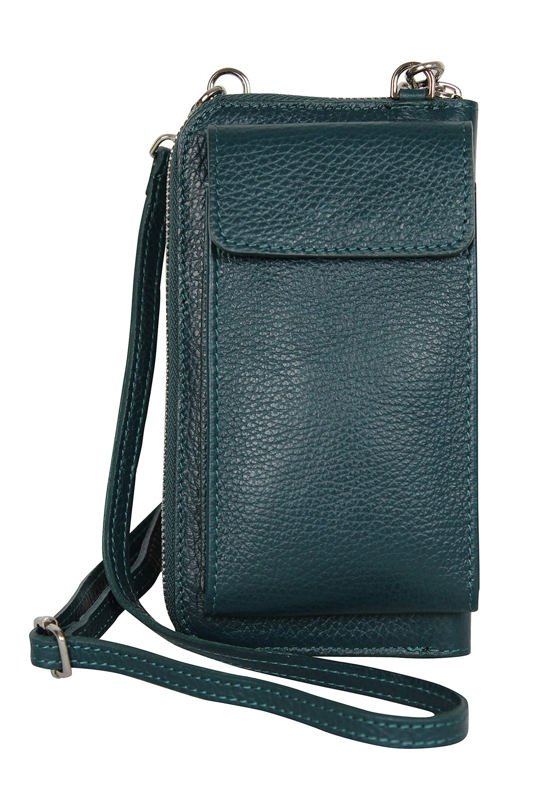AmbraModa GLX21 - multifunktionale Damen Handytasche, Umhängetasche, Geldbörse aus echtem Leder, gee