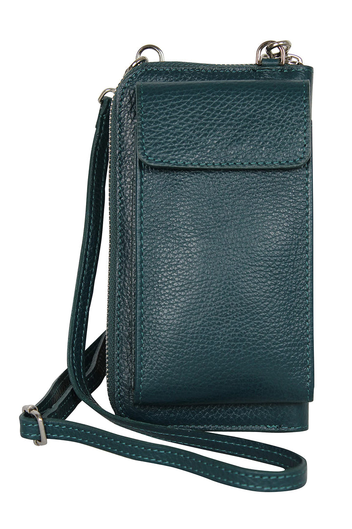 AmbraModa GLX21 - multifunktionale Damen Handytasche, Umhängetasche, Geldbörse aus echtem Leder, gee