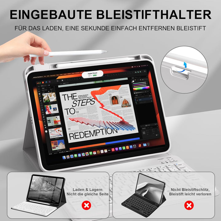 Hülle mit Tastatur für iPad Air 11 Zoll (2026 M4/2025 M3/2024 M2), iPad Air 5./4. 2022/2020 10,9 Zol