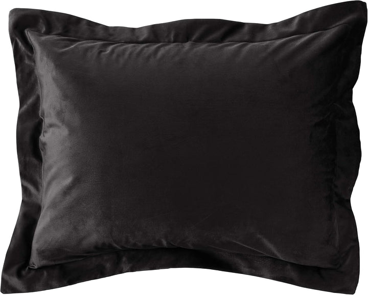 Tribeca Living Veniceduvetwbl Venice Bettbezug-Set, Samt, Übergrösse, einfarbig, Doppelbett, Schwarz