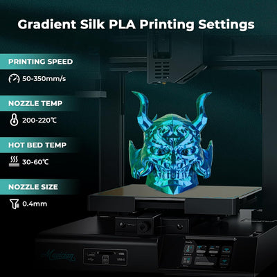 AMOLEN 3D Drucker Filament, Silk PLA Filament 1.75mm, Dual Zweifarbiges PLA, Seide Blau Grün Farbver