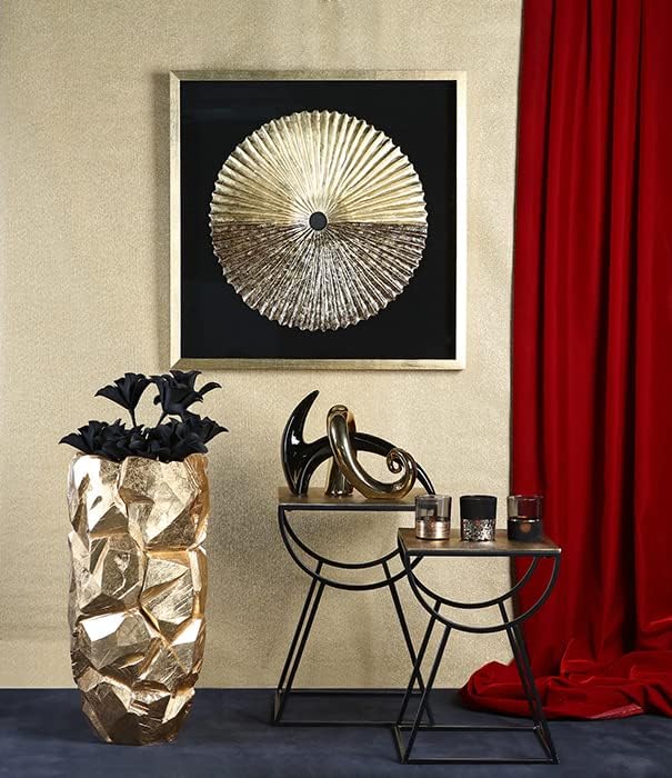 Casablanca grosses Bild xl - Plato - goldfarben/schwarz - Handarbeit - 80 x 80 x 5 cm