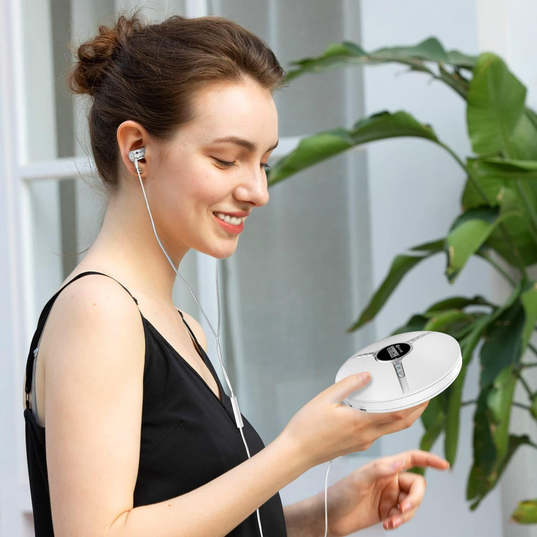 KLIM Discman - Tragbarer CD Player mit eingebautem Akku, inklusive KLIM Fusion Kopfhörer. Kompakter