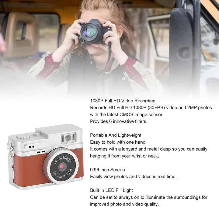 LICAEVEY Kamera-Schlüsselanhänger, 1080P HD Mi NI-Retro-Digitalkamera mit 32 GB SD-Karte, 0,96-Zoll-