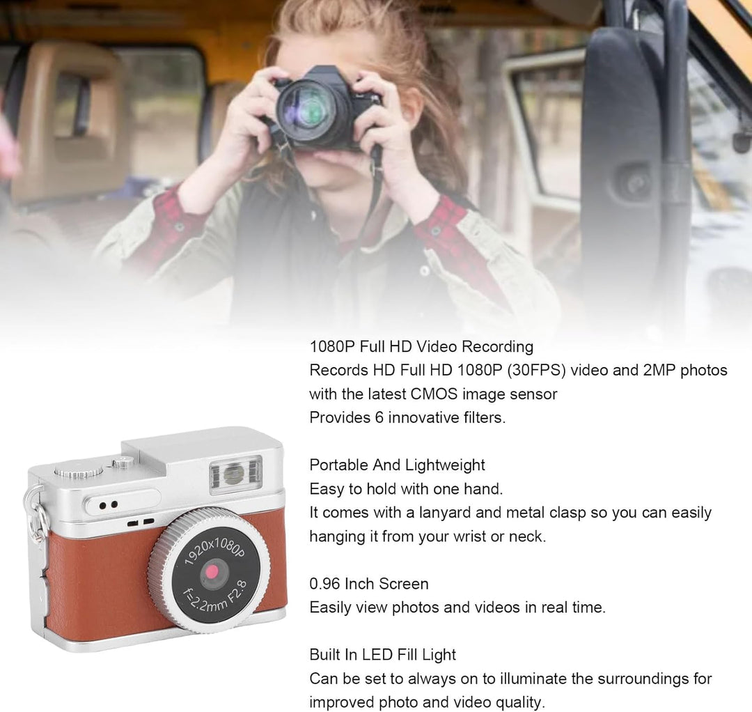 LICAEVEY Kamera-Schlüsselanhänger, 1080P HD Mi NI-Retro-Digitalkamera mit 32 GB SD-Karte, 0,96-Zoll-