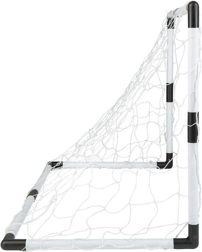 Idena 40465 - 2 Mini Fussballtore aus Kunststoff mit Netz, Ball und Ballpumpe, ab 6 Jahren, ca. 90 x