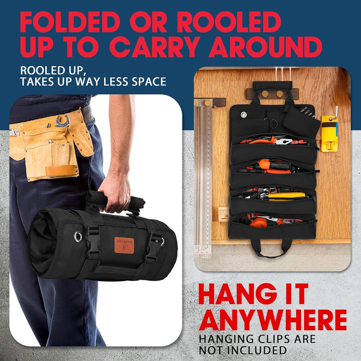 BAQRAXIA Werkzeugtasche, aufrollbare kleine Werkzeugbox, robuster Werkzeug-Organizer mit 2 abnehmbar