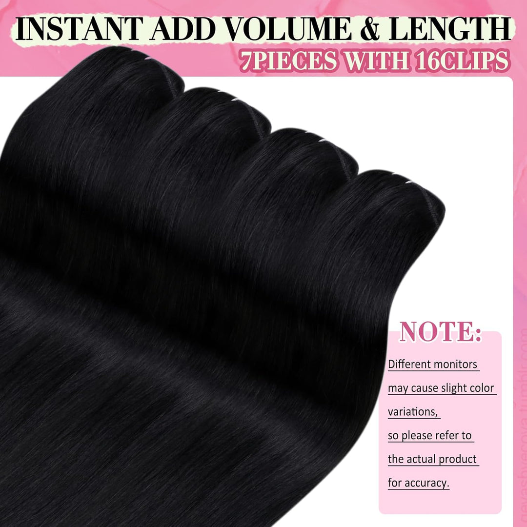 YoungSee Echthaar Extensions Clip Schwarz Clip in Extensions Schwarz Clip in Extensions Echthaar 50