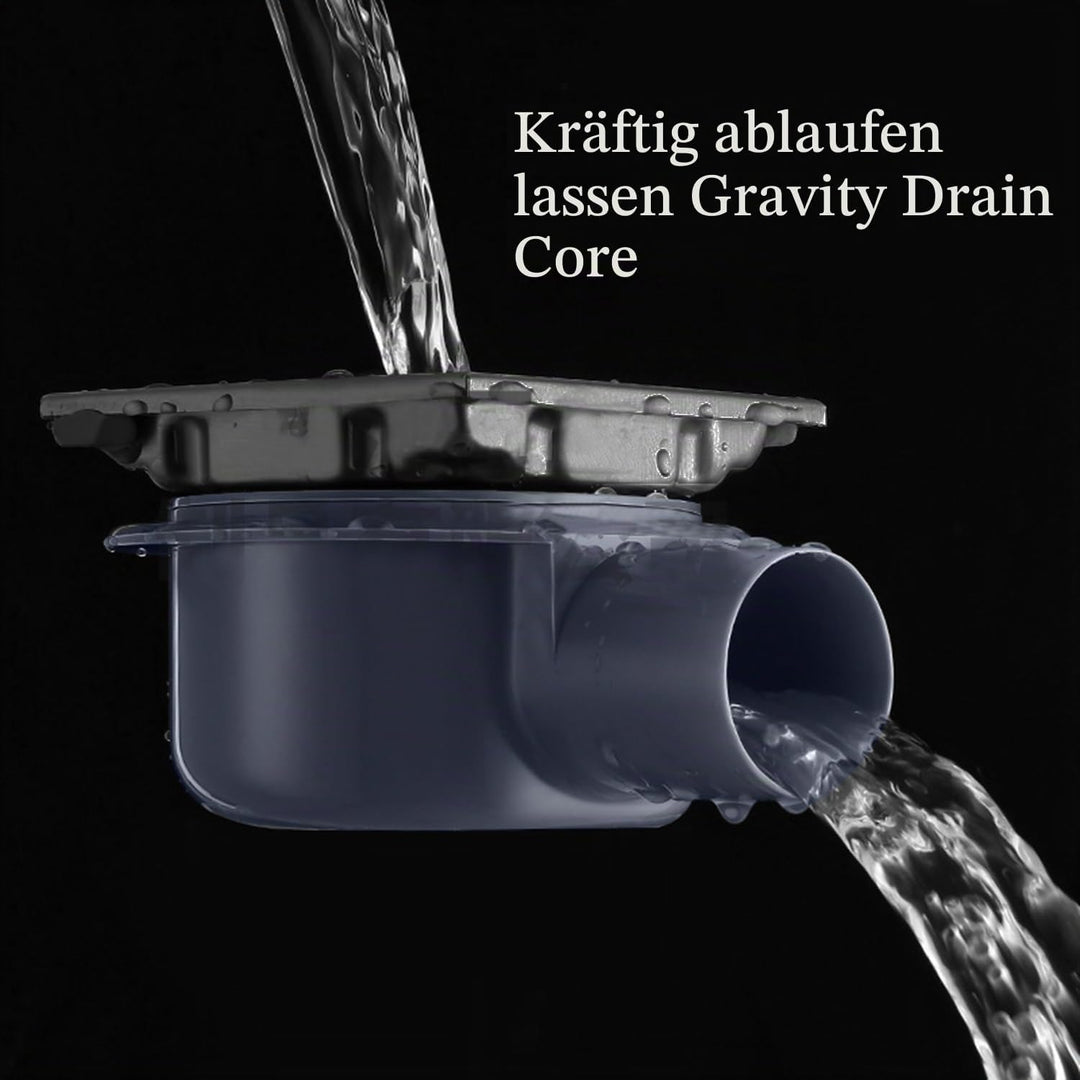 Duschrinne Quadratisch Edelstahl Bodenablauf,15x15 cm Schwarz Bodenablauf Dusche,Haarfilter 2 in1 Be