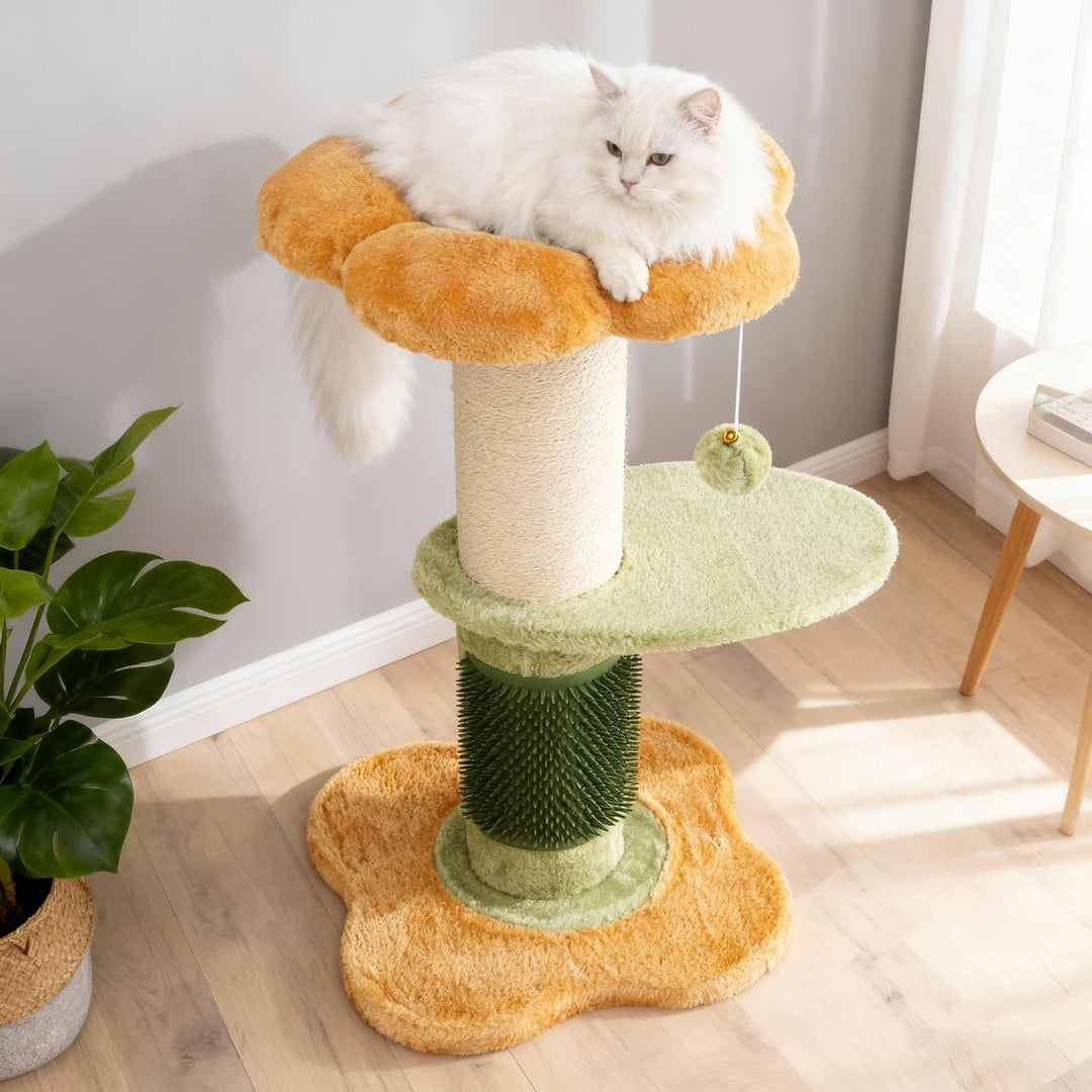 SOARS Kratzbaum, 69 cm hoch, 13 cm Dicker Stamm, Katzenbaum mit Kratzsäule, Selbstpflegegerät, Hänge