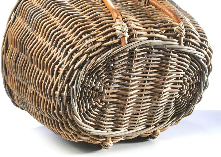 Kobolo Holztrage Holzkorb für Kaminholz - kubu Rattan - mit Jutestoff und Henkel ausgestattet