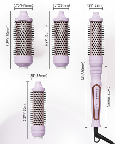 Bestauty 3 in 1 Thermal brush [38mm 32mm 45mm] Lockenstabbürste [5 einstellbarer Temperatur 150-230℃